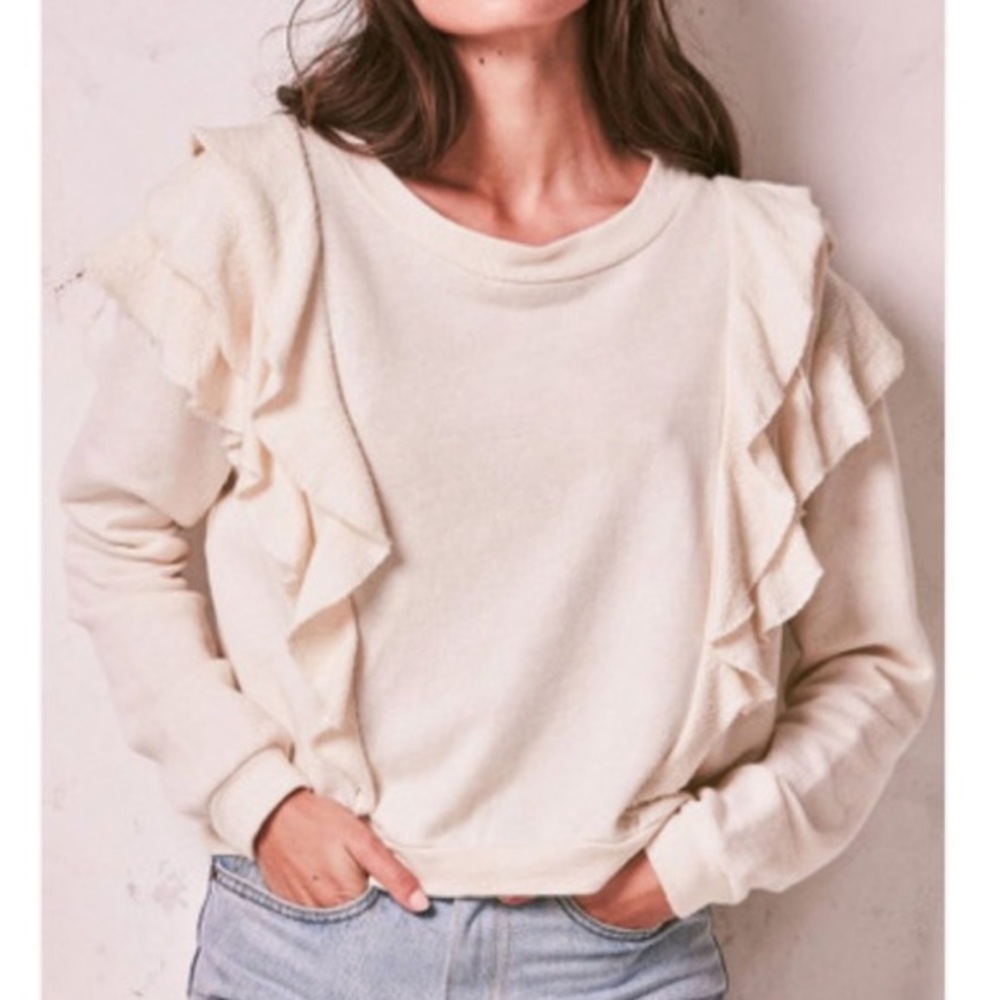 LoveShackFancy Ruffle Sweatshirt Small - Picture 2 of 9